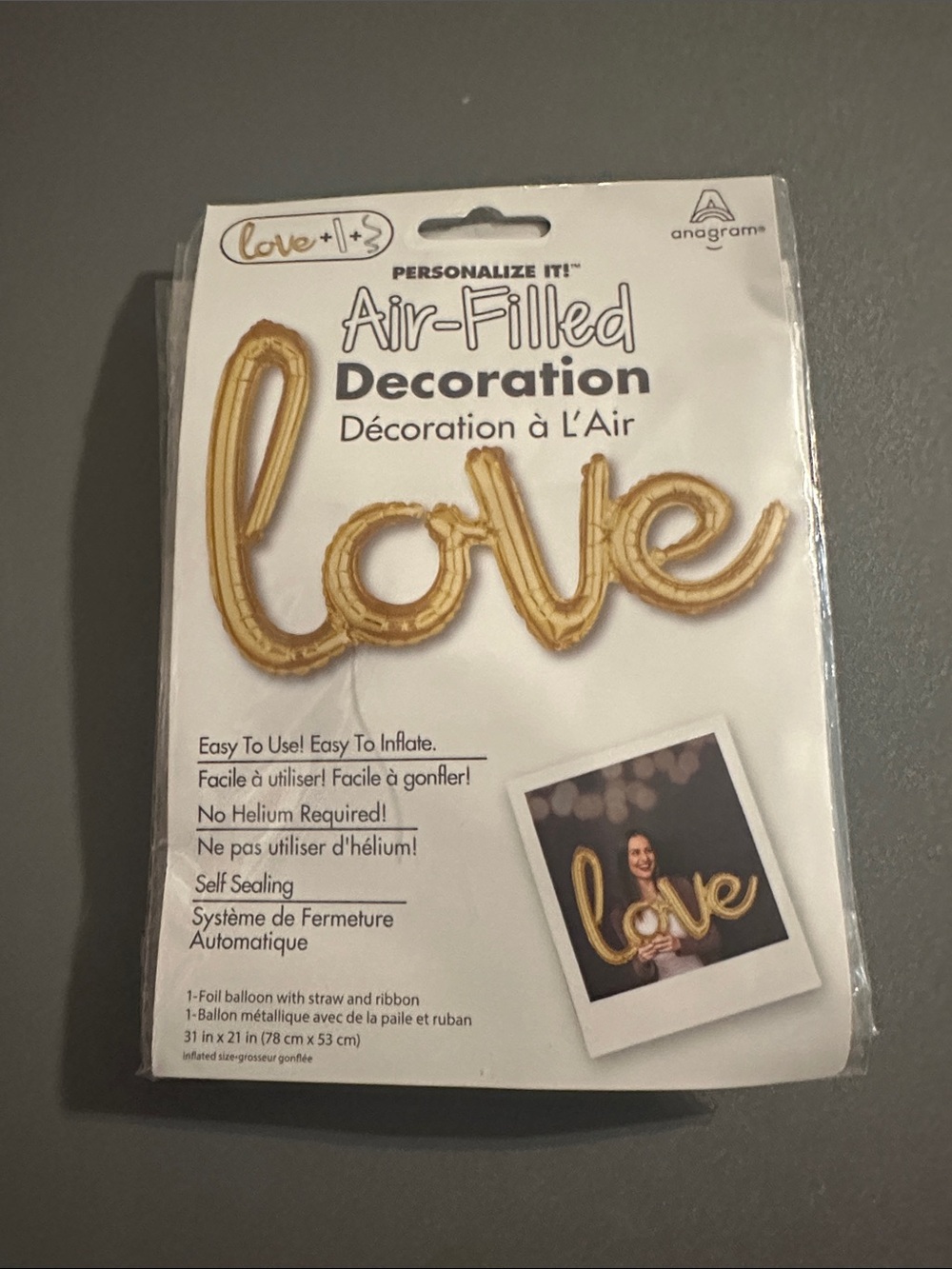 Gold "Love" Air-Filled Decoration Balloon